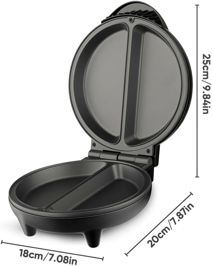 Dual-Zone Electric Omelette Makers, Omelette Pan Nonstick with Cool-Touch Handle & Deep Plates, Double-Sided Egg Cooker with Indicator Lights, Anti-Slip Base, No Flipping & Stove (1Pc)