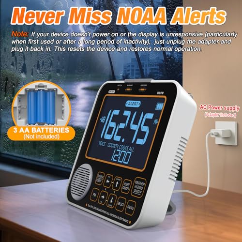 Image of NOAA Weather Alert Radio for Home - S.A.M.E. Localized Programming, 23 Country Codes & 75+ Emergency Alerts NOAA Weather Radio with Battery Backup External Antenna and Warning Light for Home