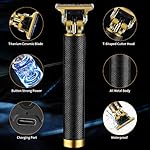 Hair Trimmer for Men, Electric Hair Clippers Cordless Beard Trimmer Shaver Electric T Blade Hair Trimmer, Zero Gapped Hair Clippers Cutting Grooming Kit with Guide Combs Ear Spoon Tool Set, Black. - Image 4