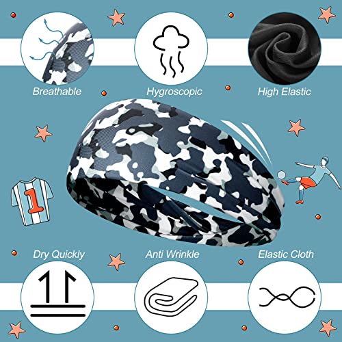 12 faixas de cabelo para meninos, crianças, esportivas, camufladas, elásticas, elásticas, faixas de