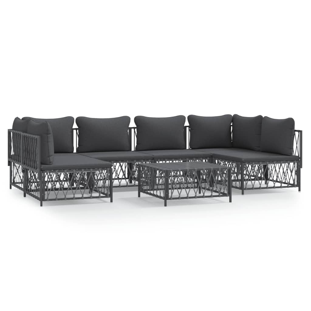 KCCKOM Garden Furniture Set 7 Piece Patio Lounge Set with Cushions Anthracite Steel