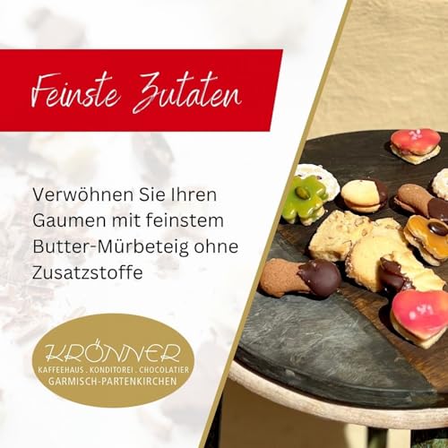 Krönner Teegebäck mit verschiedensten Sorten (250g) – Handgefertigte Butterkekse aus feinstem Mürbeteig – Hochqualitative Kaffeekekse – Kekse ohne Zusatzstoffe und künstliche Aromen