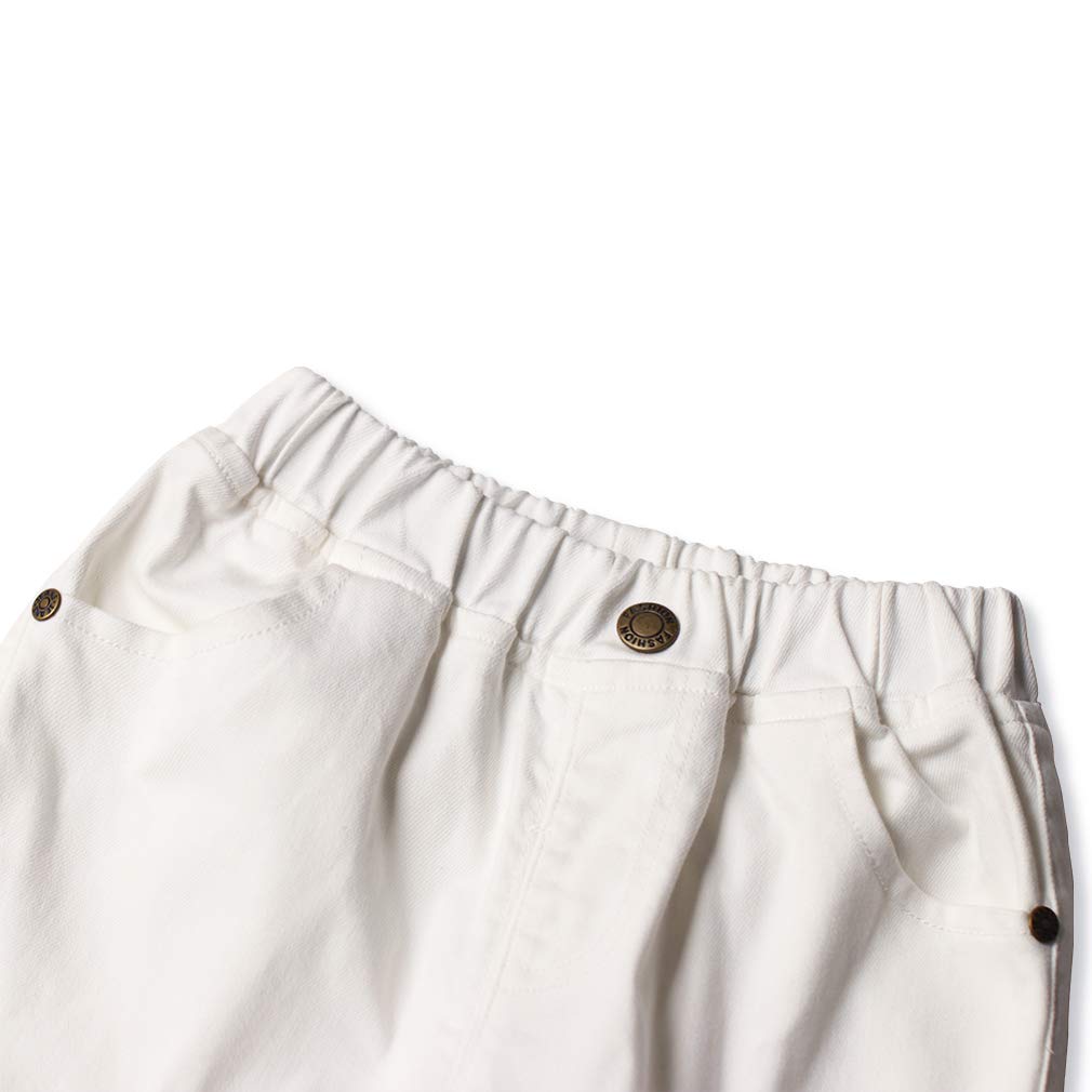 BINIDUCKLING Pantalon chino uniforme garçon coupe droite taille élastique pantalon d'école pour garçons de 3 à 14 ans