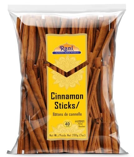 Rani Brand Authentic Indian Products - Rani Cinnamon Sticks 7oz (200g) - 36-44 Sticks - Strong Aroma, Perfect for Baking, Cooking & Beverages | 3+ Inches Length - Cassia Saigon Cinnamon from Vietnam | Kosher