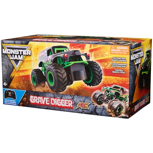 Monster Jam Official Grave Digger Remote Control Monster Truck, 1:24 Scale, 2.4 GHz, for Ages 4 and Up, Pack of 1, Multicolor