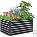 Quictent Hochbeet Metall 120 x 90 x 56cm, Kräuterbeet ohne Boden für Garten, Gemüsebeet Pflanzkasten Frühbeet mit Tomatenkäfigen,Grau