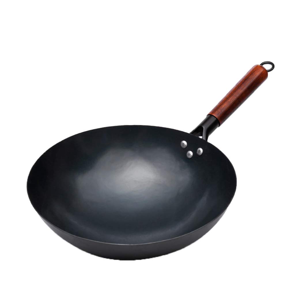 ASerZenith 14 Inch Pre-Seasoned Cast Iron Wok, Cooking Pot, With Wok Ladle And Cover, Kitchen Tools - Pan, Does Not Rust