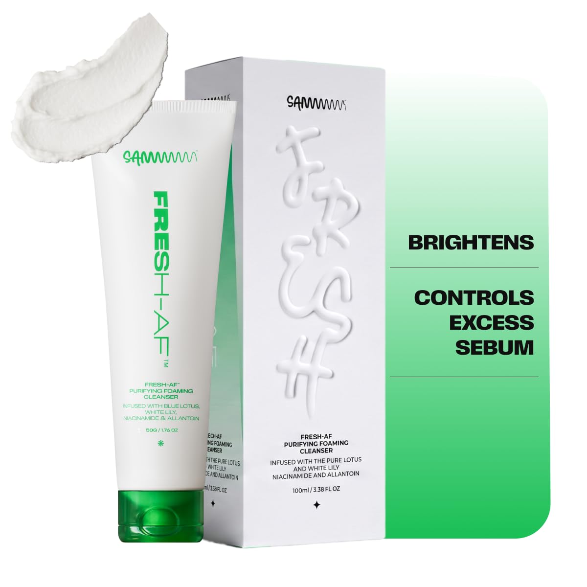 Sammmm FRESH-AF Sebum Control & Reducing Face Wash | Niacinamide, Blue Lotus & White Lily | Moisturizing Creamy Foaming Fa... - Review, Price and Buying Guide