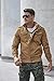 ZooYung Men's Cotton Lightweight Jackets Casual Multi Pockets Zip Front Stand Collar Military Jackets Coat Outdoor Windproof Windbreaker(GM-ZY2701-Khaki-XL)