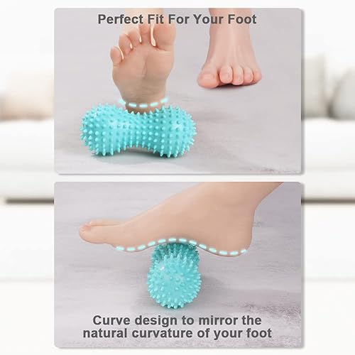 Miniatura 5 de URAQT Bola de masaje con puntas, juego de 3 rodillos duros de bolas de masaje con pinchos, bolas de masaje de terapia física profesional para