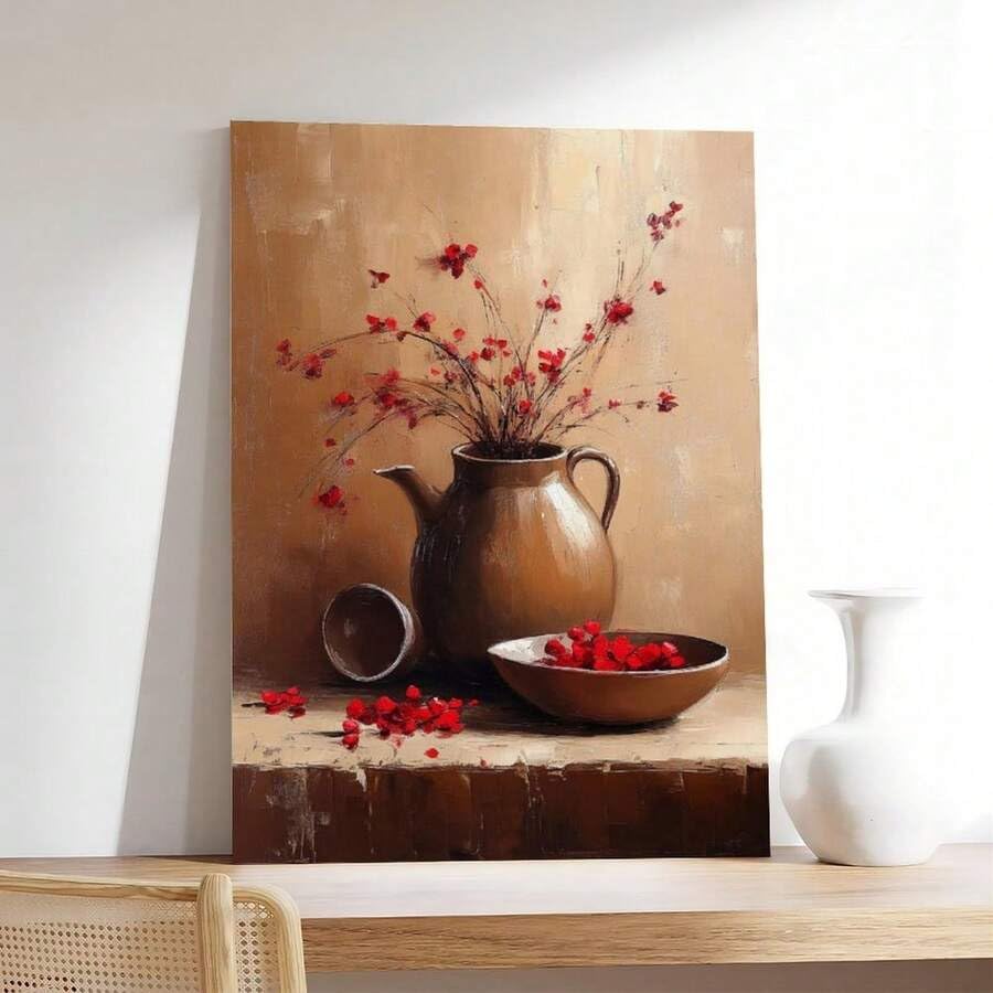 Peinture nature morte rustique avec théière pour raviver les souvenirs d'enfance