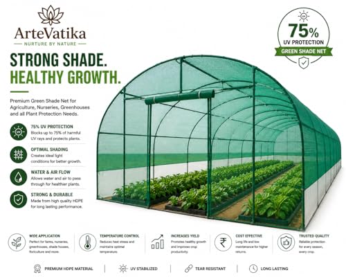 Image of Green Shade Ne.t 75% UV Block | Multipurpose Garden & Balcony Ne.t | Portable Greenhouse Protection Ne.t | Weather Resistant | Green (Pack of 1) (10x15 Feet)