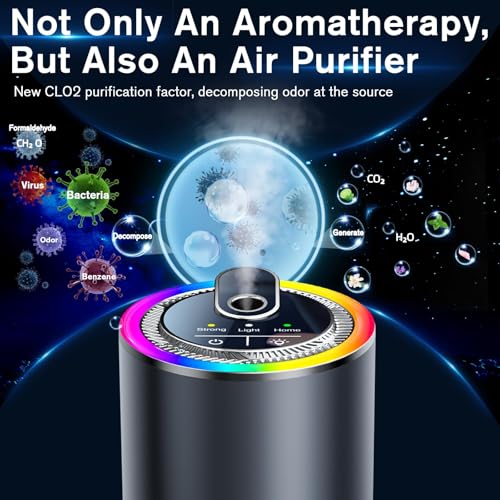 Image of Smart Car Air Freshener Diffuser with Starry Sky Projection, 50ml /1.8OZ Perfume Car Diffuser, 6 Months Long-Lasting Fragrance, RGB Music-Sync Lights, Intelligent Auto On /Off, Mahogany Teakwood