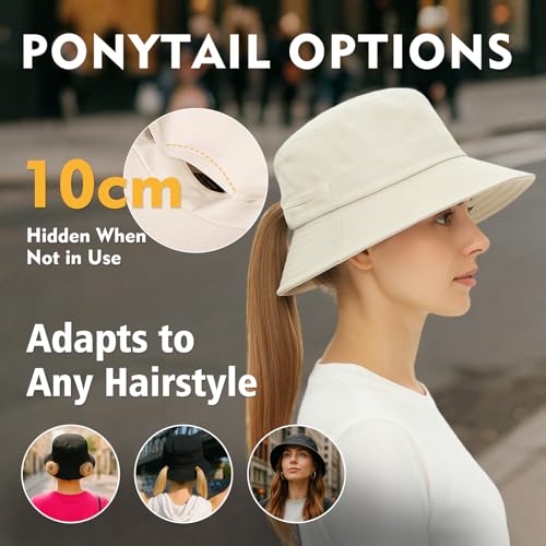 Image of TOP-EX Ponytail S M L XL UPF50+ Sun UV Protection Packable Bucket Hats for Women Hiking Fishing