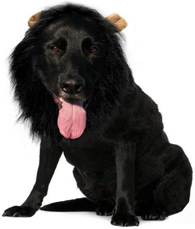 Disfraz de León para Perro Grande, Peluca Negra con Orejas miniatura 6