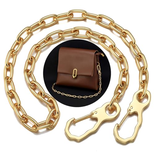 Image of 18K Gold Stainless Steel 11mm DIY Belt for Purse Shoulder Crossbody Hand Bag Replacement with Solid Buckle Strap