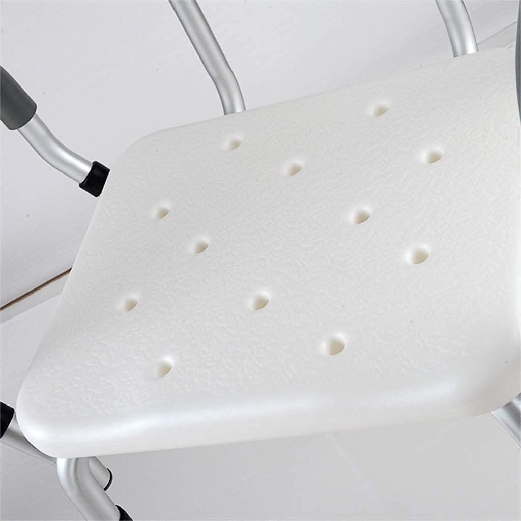 Silla de baño Taburete de Ducha Asiento de baño Aluminio Ligero con apoyabrazos Antideslizante Ajustable en Altura Ancianos Discapacitados Rodamiento Blanco 200 Kg