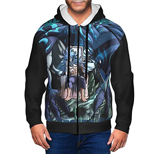 ISHAANAV Fairy music and Tail Men's Long Sleeve Zipper Hooded Sweatshirt Cardigan Tops4