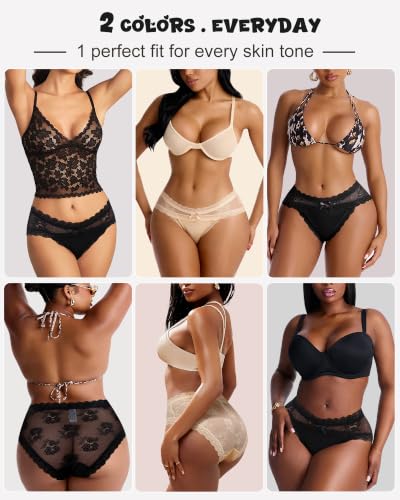 Image of LEVAO Sexy Underwear for Women Hipster Cheeky Bikini Lace Panties 6 Pack