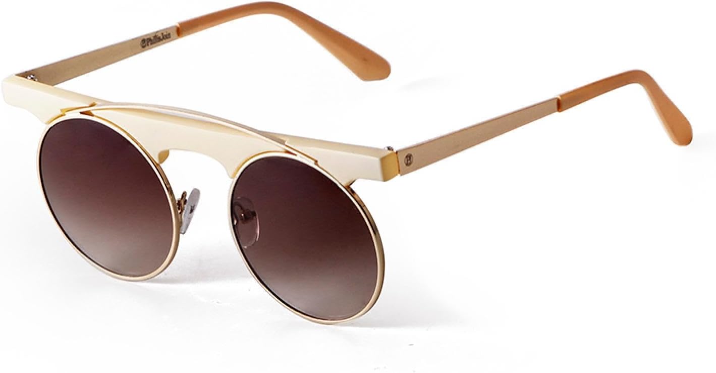 Retro Small Round Frame Women Sunglasses Fashion Funny Hip Hop Brown Mirror One Piece Metal Ladies Glasses