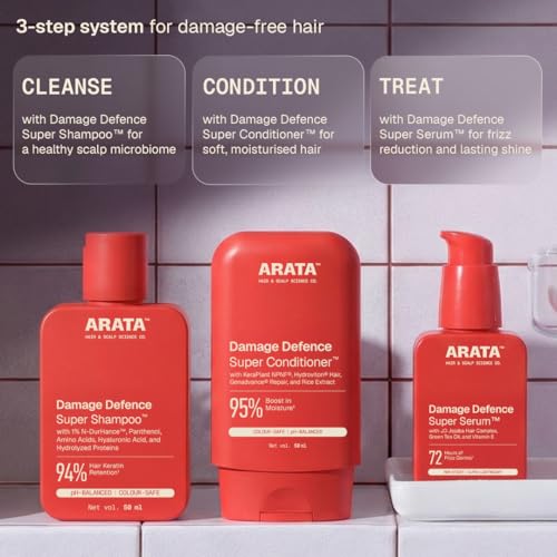 Image of Arata Super Shampoo | For Hair Damage Repair & Scalp Care | With Amino Acids & Proteins | Sulphate-Free | Colour-Safe | Dermatologically-Tested | For Men & Women (Super Shampoo 50 ML)