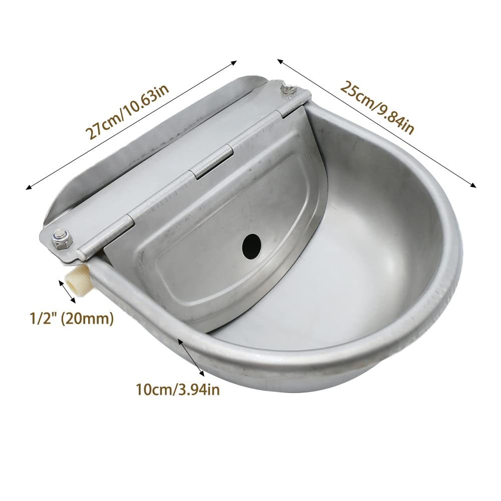 HUFFA Bebedero for Ganado 4L 304 de Acero Inoxidable, abrevadero for Caballos, ovejas, Cerdos, Flotador, Bebedero automático for Perros, Bebedero for Perros, Acceso for toros
