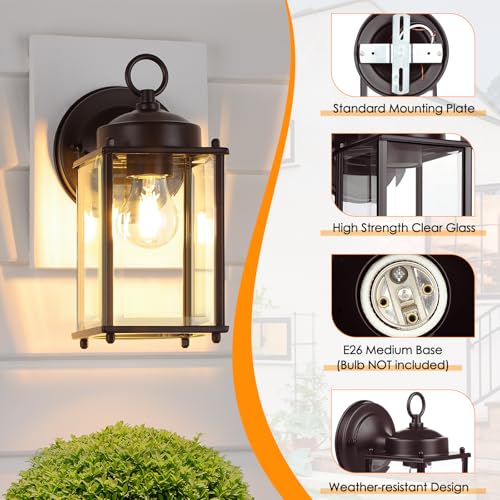 Image of MATAMEYE Outdoor Wall Lantern, Exterior Waterproof Wall Sconce Light Fixtures, Dark Chocolate Front Door Lighting, Anti-Rust Porch Lamp, 2 Pack