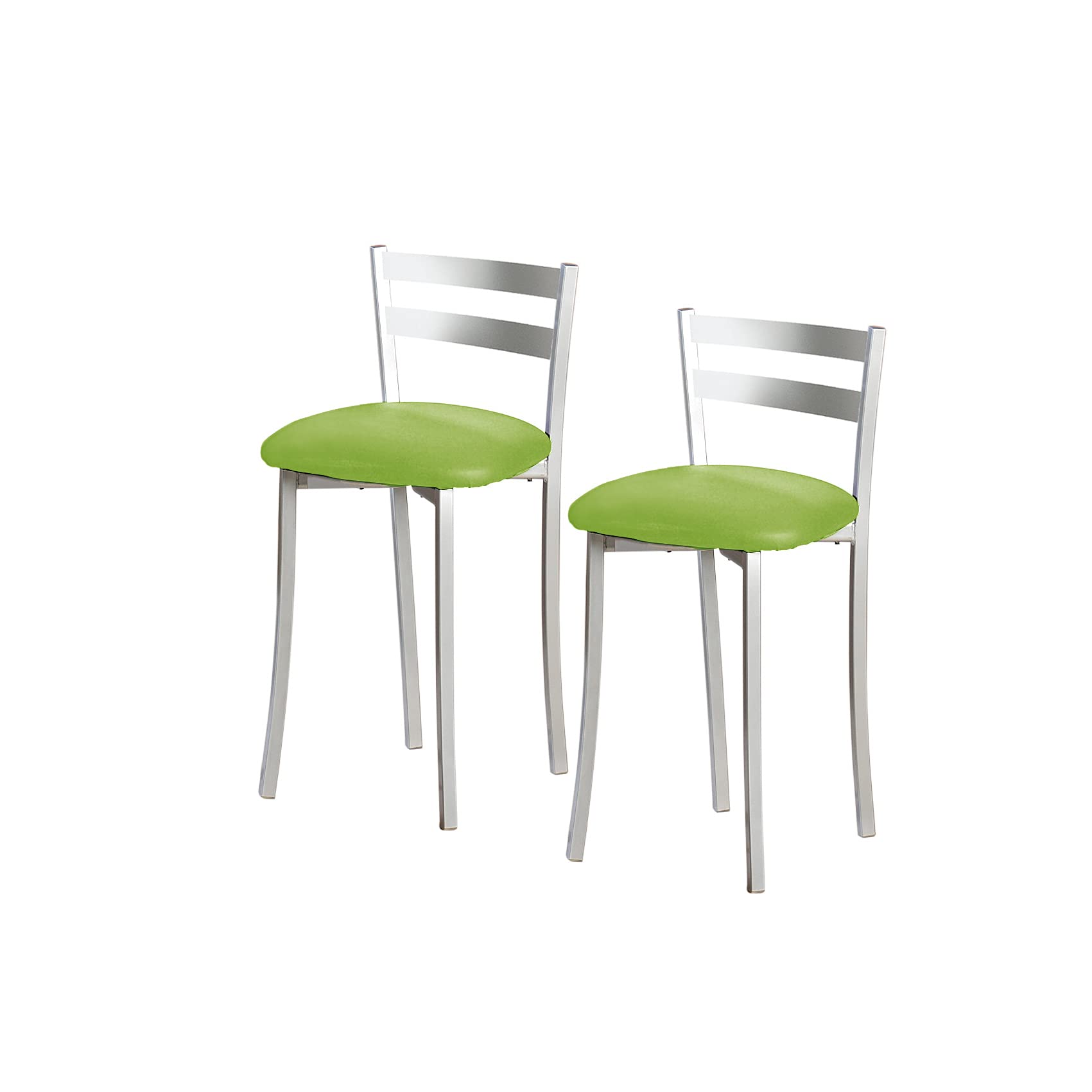 Tabourets de cuisine verts avec dossier à franges pour repas chaleureux