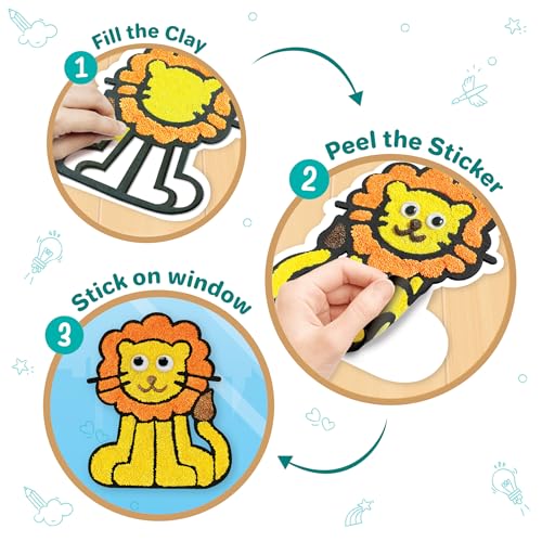 Image of Imagimake DIY Clay Stickers Animals | Create 2 Unique DIY Stickers Using Air Dry Clay | No Mess, Travel-Friendly | Birthday And Return Gifts For Kids Ages 3,4,5,6,Multicolor