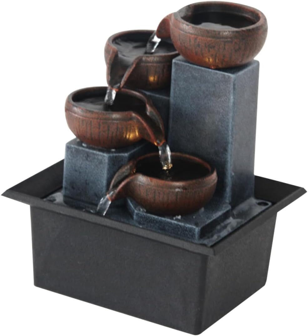 TIDTALEO Tabletop Water Fountain for Office and Living Stylish Indoor Waterfall Decoration with Peaceful Flowing Water Landscape Plastic Craft Zen Desk Decor with US Plug Relaxing Ambient