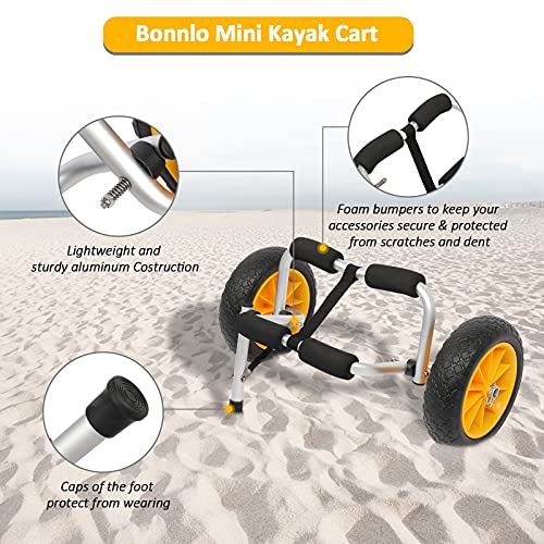 Bonnlo Kayak Trailer Collapsible Kayak Wheels Cart with Solid Tires