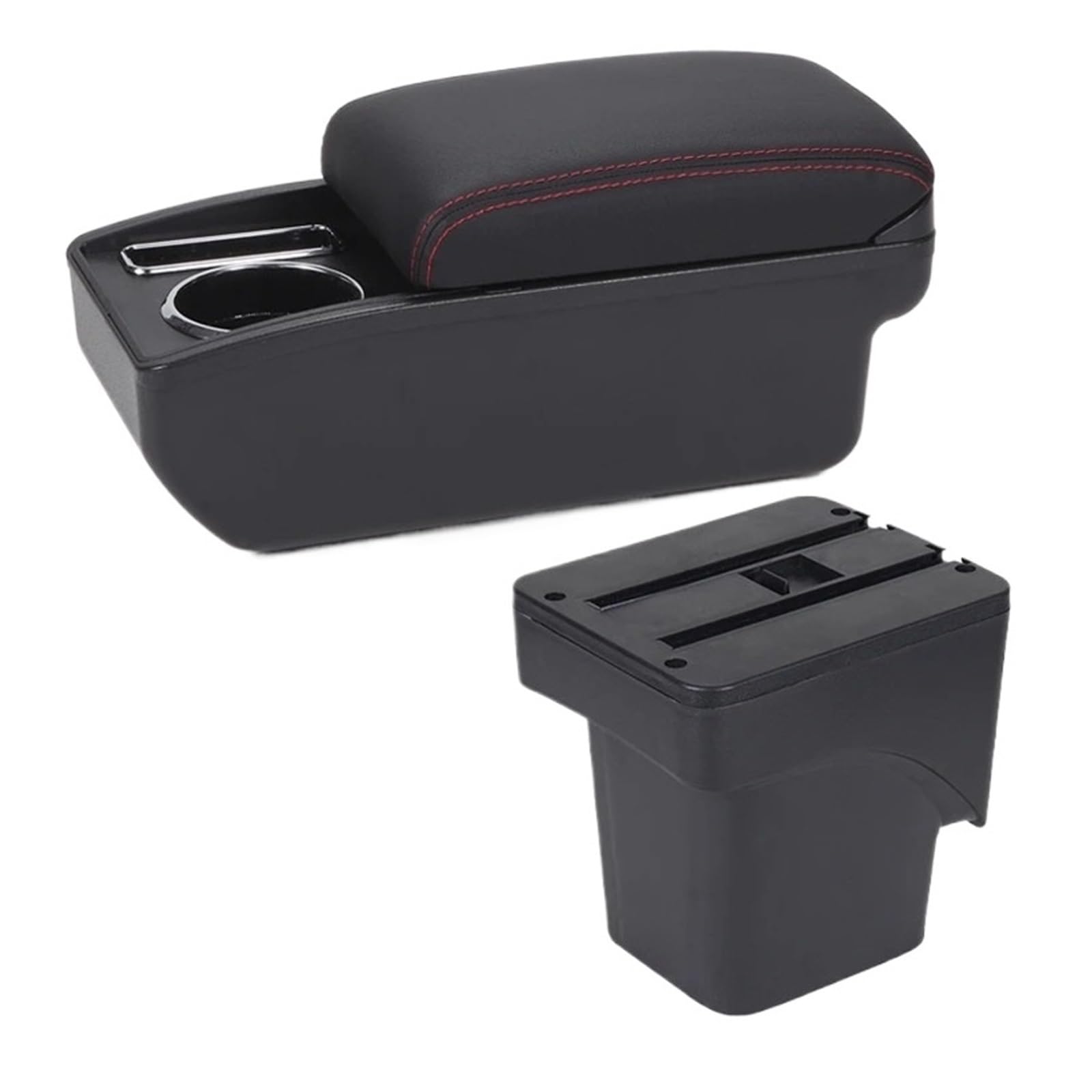 PRFGSGVBV Armrest Storage Box For For Focus Mk2 Car Armrest Box Accessories Dedicated Interior Details Retrofit Parts Storage Centre Console Pad(C3 Black white NOUSB)