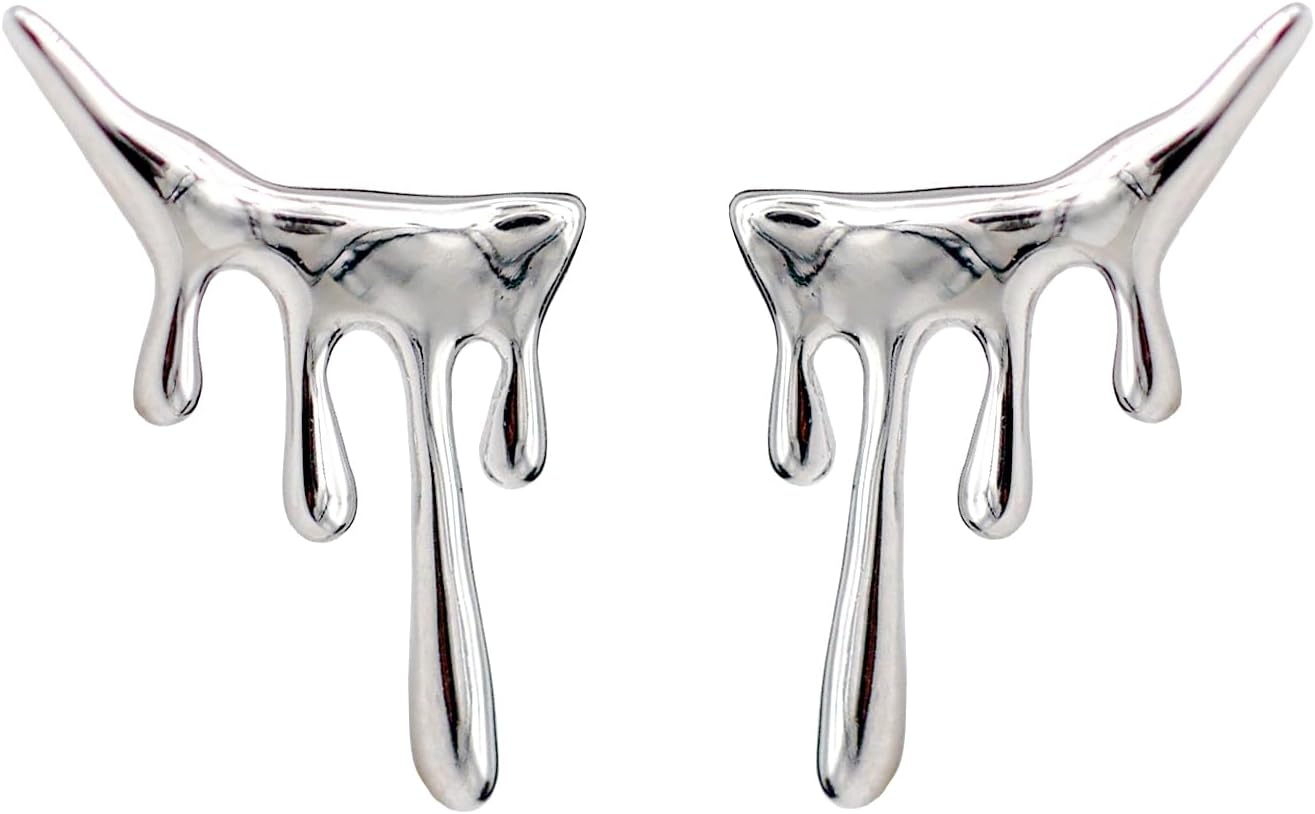 Sterling Silver Drip Paint Climber Earrings, 925 Silver Stud Crawler Design Women Jewelry
