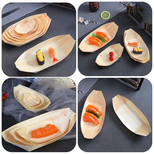 Platos desechables de madera para sushi FAVOMOTO 60 pcs miniatura 3