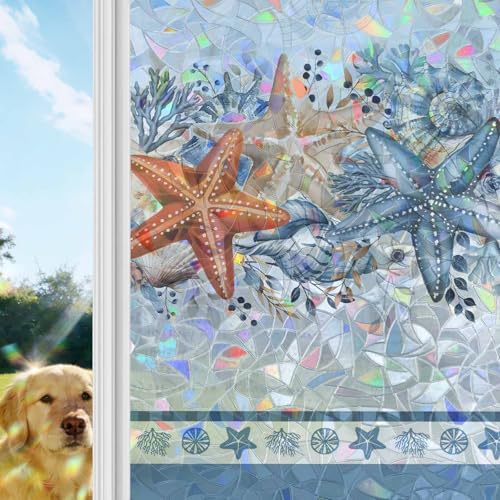 Película de privacidad para ventana arcoíris azul 17.7 x 78.7 pulgadas miniatura 1