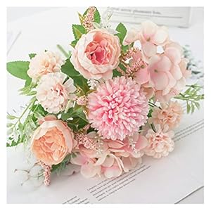 XMYINGWEI Kunstbloemen Zijde Nep Boeket Kunstbloemen Bruiloft Woondecoratie Nep Bloemen Faux Home Groen voor Indoor…