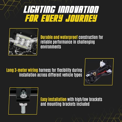 San Young 20 INCH SLIM LED LIGHT BAR KITS Led Light Bar Kits, (2) 20 Inch Slim Led Light Bars, (4) 4 Inch Led Pods, (2) Wiring Harness, 12V 24V Truck Atv Tractor Led Work Lights thumb #2