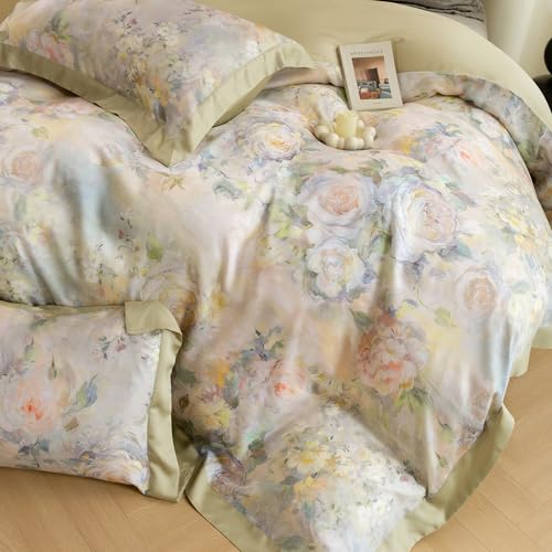 ECOCOTT Bedding 3-Piece Duvet Cover King Size – Silky Soft 100% Lyocell, Cooling & Breathable for Hot Sleepers, Painter Palette Floral, Moisture-Wicking Luxury