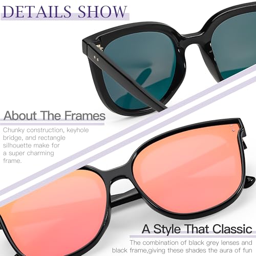 SIPHEW Oversized Cat Eye Sunglasses for Women Mirrored Polarized Designer Womens Sunglasses w UV Protection3