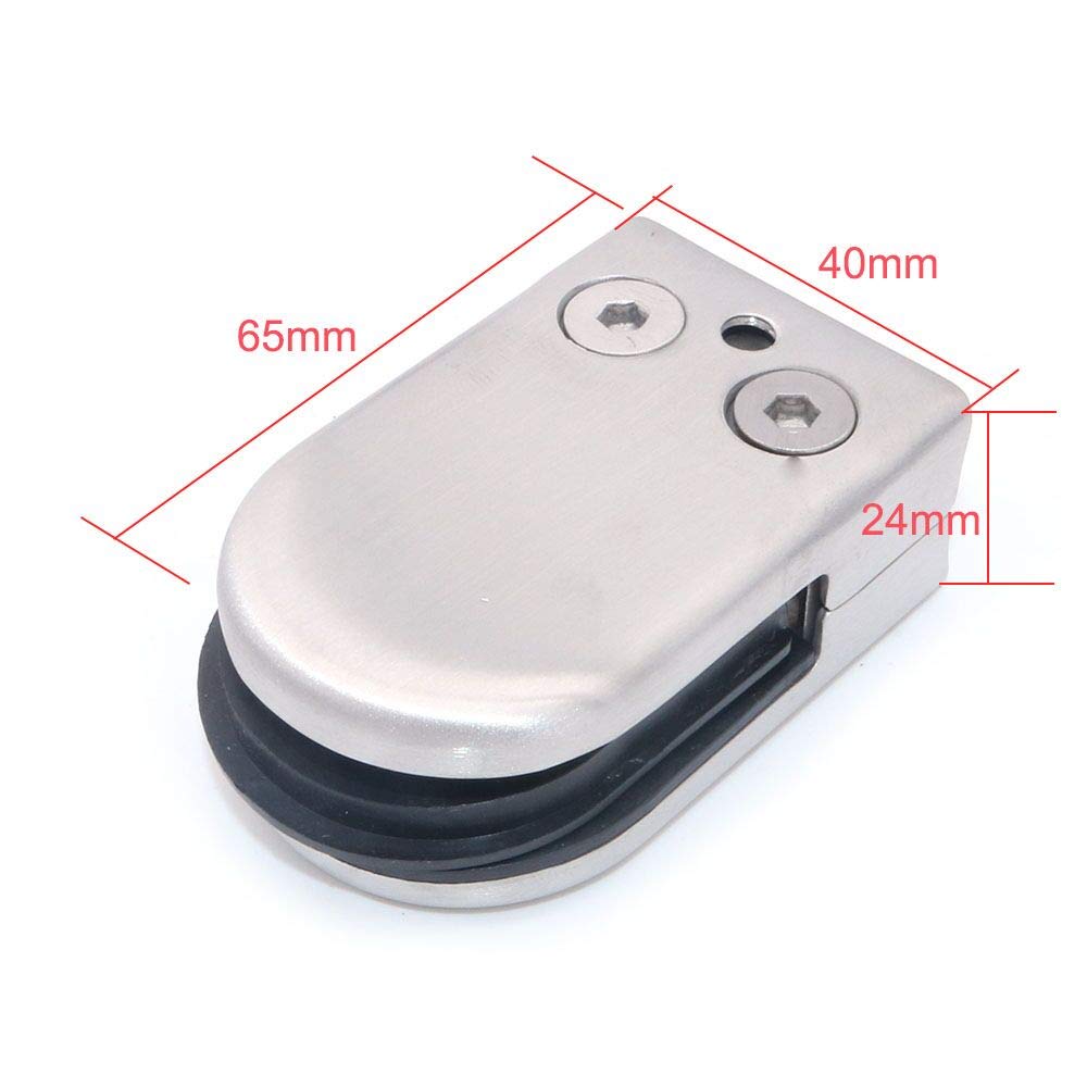 Morsetti Per Vetro In Acciaio Inox - Set Di 4, Per Vetro 10-12mm, Base Curva Per Tubi - Foto 6