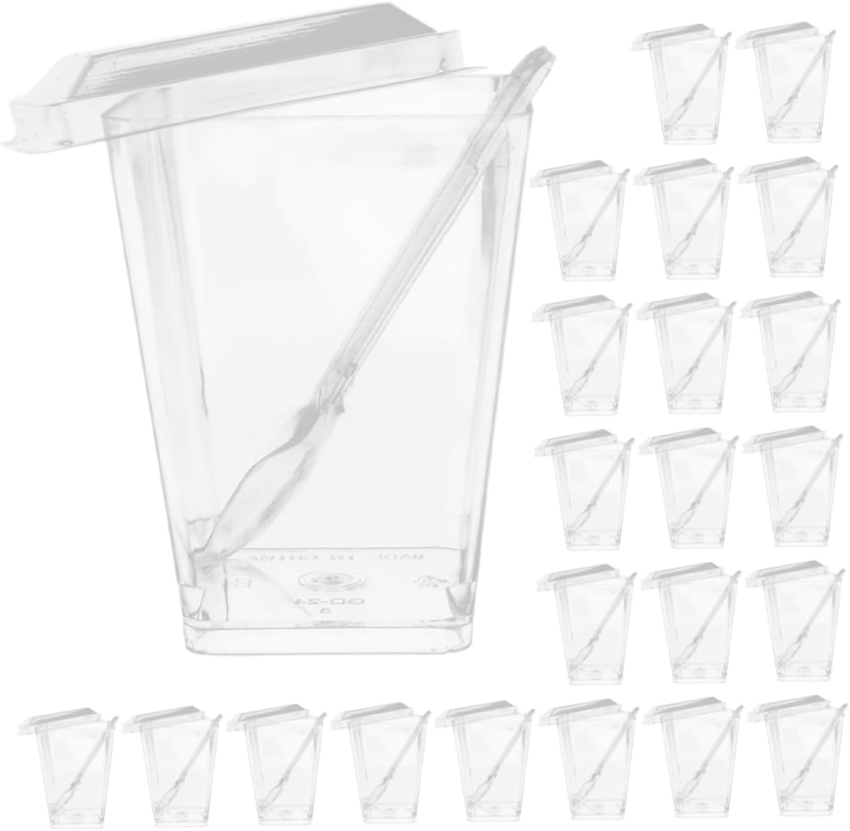 ARTIBETTER 1set Dessert Cups Spoons Mousse Cups Soft Flat Lids for Ice Cream Yogurt Puddings Parties Catering More Total