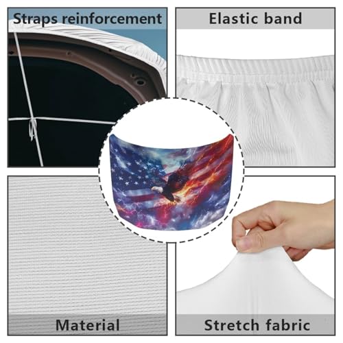 Image of USA Flag Eagle Car Hood Cover Cool Lightning Design Auto Hood Flag 4th of July Patriotic Decorations Waterproof Sunproof Stretchable Automotive Exterior Accessories