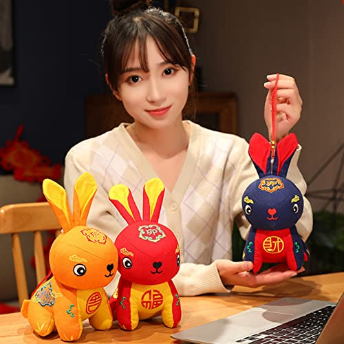 Curfair 2023 Rabbit Chinese New Year Rabbit Doll, Rabbit Plush Toy Lovely Tassel Lying Position Bunny Doll Stuffed Animal 2023 Year Zodiac Rabbit Doll New Year Gift Blue S #TOP1