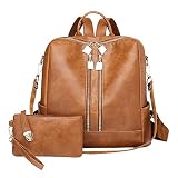 Fiotha Sac à Dos Femme, Sac à Dos Femmes en Cuir, Antivol Sac à Dos, Sac à Main Porté Epaule Fille Cuir PU, Avec un Petit sac, Sac à Dos Ordinateur Portable, pour Voyage, Affaires, Collège