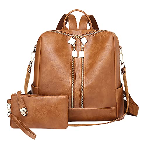 Fiotha Sac à Dos Femme, Sac à Dos Femmes en Cuir, Antivol Sac à Dos, Sac à Main Porté Epaule Fille Cuir PU, Avec un Petit sac, Sac à Dos Ordinateur Portable, pour Voyage, Affaires, Collège Cover