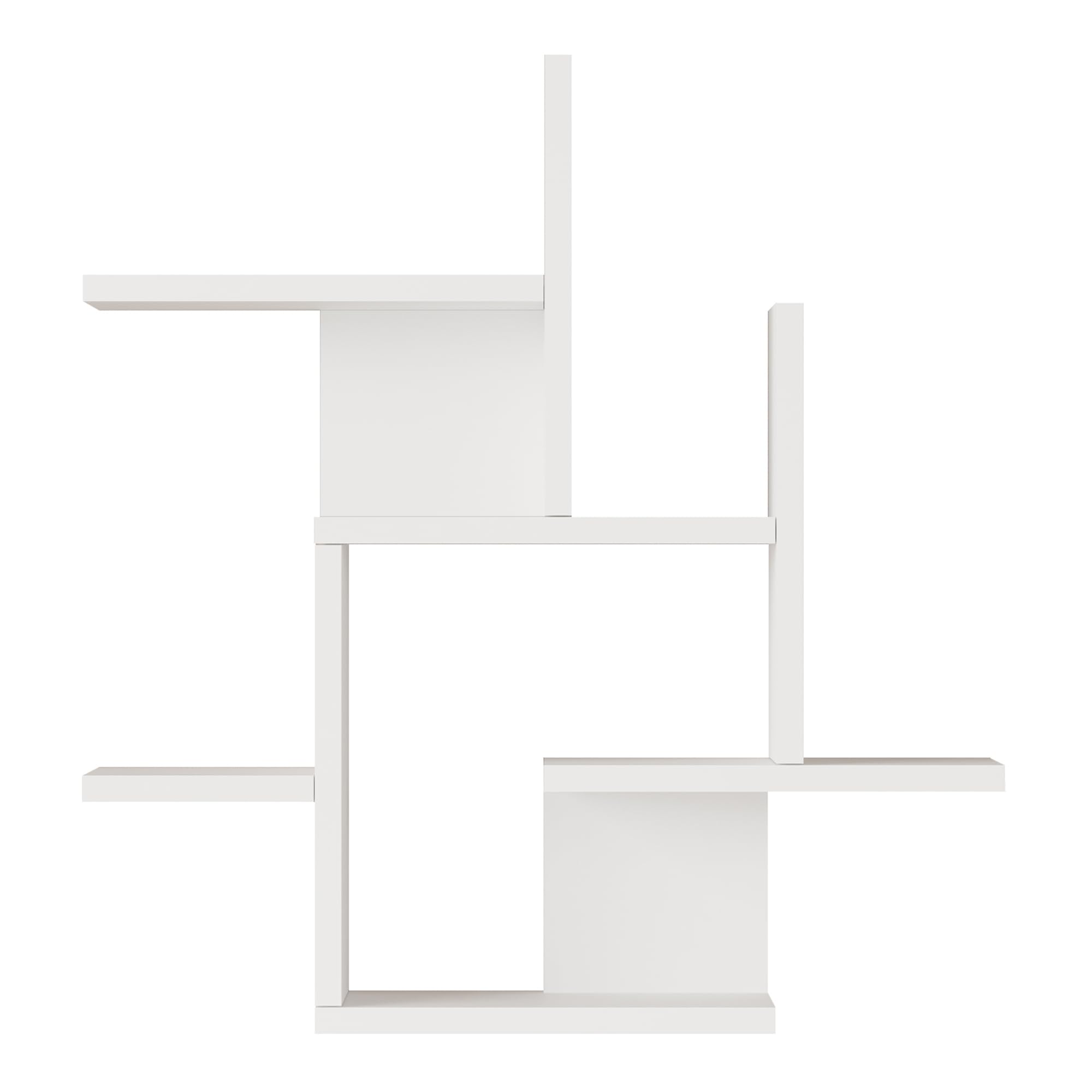 [en.casa] Scaffale da Parete Moderno Design Geometrico Mensola da Muro Libreria Sospesa per Soggiorno Ufficio Camera 66 x 63 x 15 cm Bianco