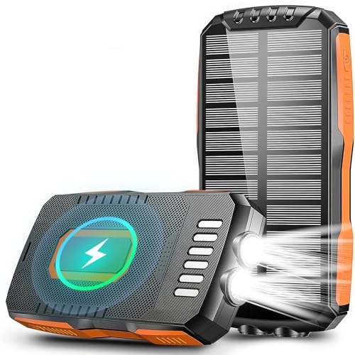 vantisan Cargador Solar Portátil, 25000mAh Inalámbrica Solar Power Bank, Batería magnética Portátil de Carga con...