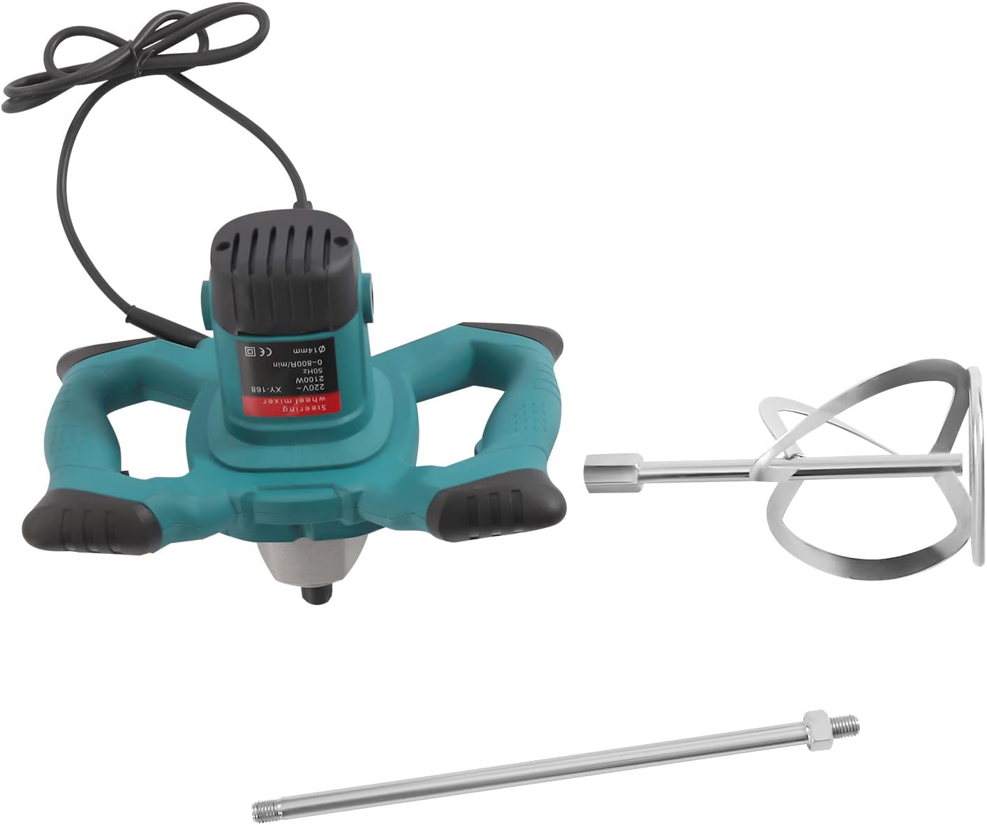 2400W Cement Mixer - Handheld Electric Mud Mixer with 6 Adjustable Speeds for Mixing Mortar, Plaster, Cement, Paint, and Fodder - Portable Corded Design