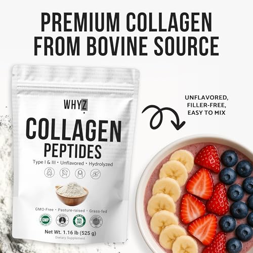 Image of Bovine Collagen Peptides Powder Hydrolyzed Type I & III Protein, Grass-Fed Pasture-Raised Source, Unflavored Collagen Supplement Paleo-Friendly For Active Lifestyles & Wellness Non-GMO,1.16 lb (525g)