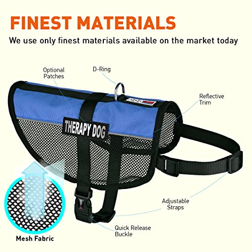 Dogline Maxaire Multi-Purpose Mesh Vest For Dogs And 2 Removable Therapy Dog Patches, Medium, Blue #TOP1